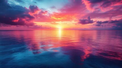 Obraz premium Vibrant Sunset Over the Ocean