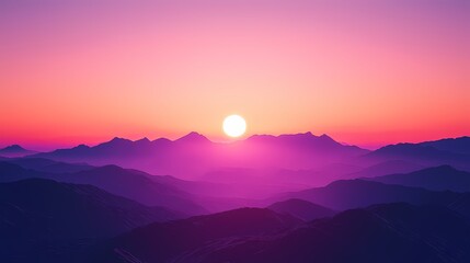 Obraz premium Stunning sunset over purple mountain range