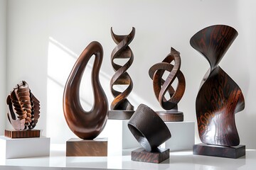 unique award design, first gold, second silver, and third dark bronze, modern and luxury trophy design, 3d design, isolated on white background, Minimalist composition of elegant home office 

