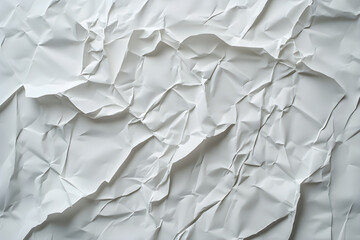 Fototapeta premium Crumpled and Creased White Paper Poster with Glued Wrinkled Texture - Authentic Textural Background