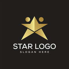 Golden Star People Colorful Symbol logo template vector design