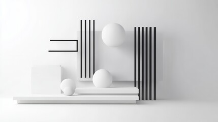 A minimalist black and white art composition with clean lines and simple shapes, perfect for modern decor or design projects.