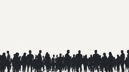 Obraz premium Vector silhouette of a crowd of people on a white background 