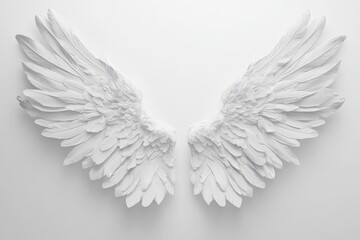 White angel wings on white background