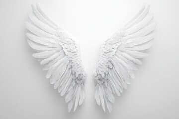 White angel wings on white background