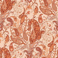 Vintage Red Paisley Floral Pattern