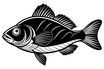 Cute Sea fish silhouette black vector art illustration 