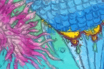 Oil paintings and various flowers, marine creatures, cats, dogs, lotus leaves, lotus flowers,...