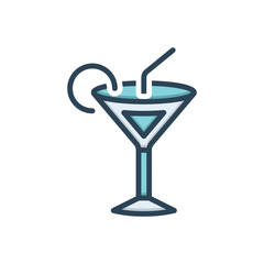 Color illustration icon for cocktail