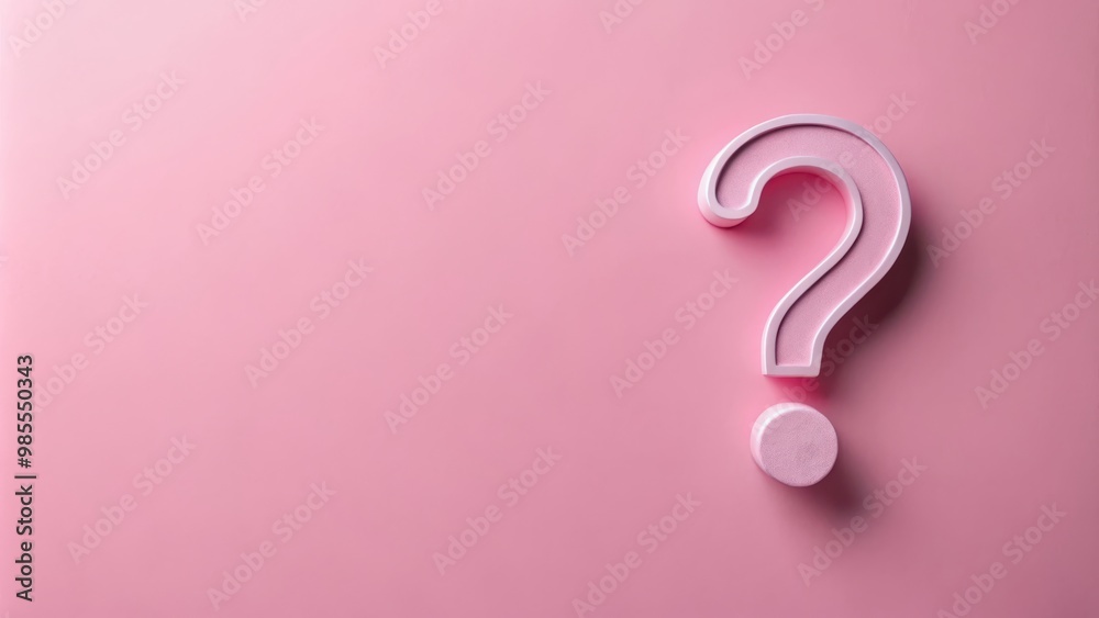Poster render of a question mark on a pink background with pastel colors and shadow
