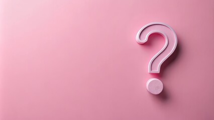 Naklejka premium render of a question mark on a pink background with pastel colors and shadow