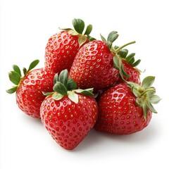 Fresh strawberries isolated on a white background.