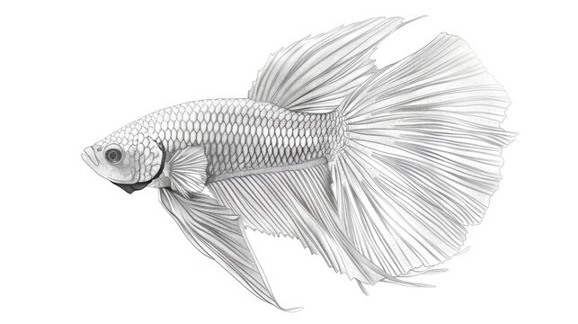 recommend clip art: Elegant Siamese Fighting Fish Illustration in Clean Design