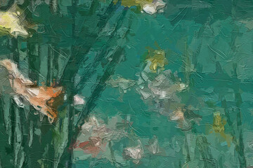 Oil paintings and various flowers, marine creatures, cats, dogs, chrysanthemums, lotus leaves, and...