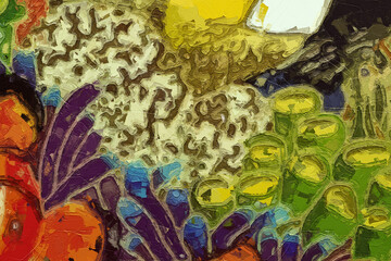 Oil paintings and various flowers, marine creatures, cats, dogs, chrysanthemums, lotus leaves, and...