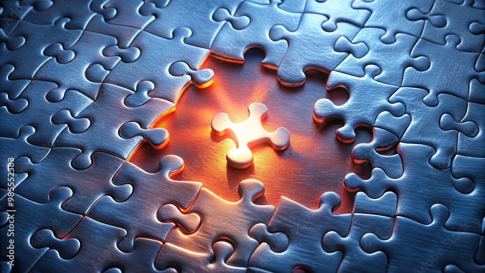 Poster abstract infrared jigsaw puzzle with last piece missing