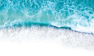 top view ocean blue wave  beach isolated on transparent background