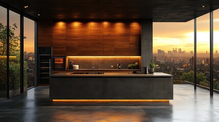 Modern Kitchen with City View