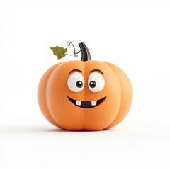 3D cartoon character pumpkin, isolated on a white background.