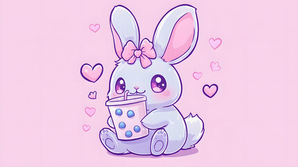 Obraz premium Easter bunny holding colorful eggs, nestled in a basket