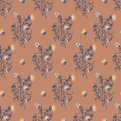Fototapeta premium Brown and Navy Floral Pattern