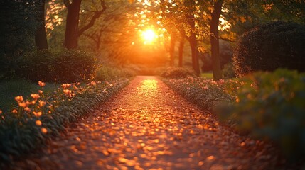Obraz premium Golden Pathway at Sunset