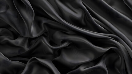 Obraz premium Black satin silk, elegant fabric for background