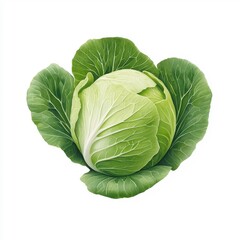 Obraz premium Simple watercolor cabbage, isolated on a white background.