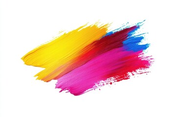 A vibrant abstract splash of paint in yellow, pink, and blue, showcasing artistic expression.