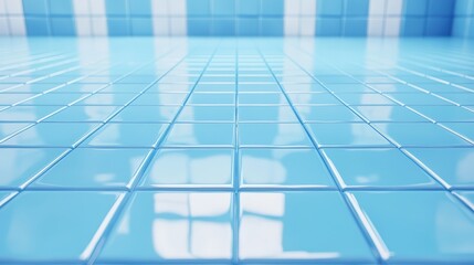 Obraz premium Shiny blue tiles floor
