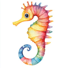 Seahorse watercolor clipart illustration isolated