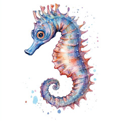 Seahorse watercolor clipart illustration isolated