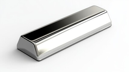 polished platinum bar, sitting on a clean white background