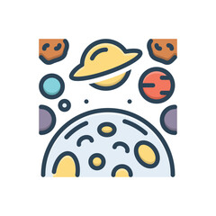 Color illustration icon for planet 