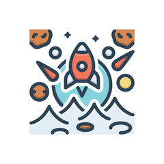 Color illustration icon for space exploration