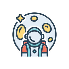 Color illustration icon for astronaut