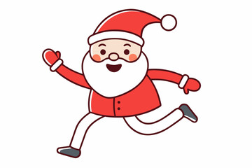 vector line art coloring funny cute cartoon Santa Claus walking vector art on white background