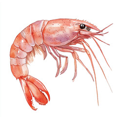 Shrimp watercolor clipart illustration isolated