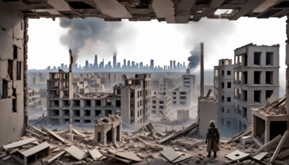  home abandoned a rubble figure ruins broken bombed smoke city damage horizon warzone distance background apocalyptic urban buildings destroyed landscape city building destroyed apocalyptic
