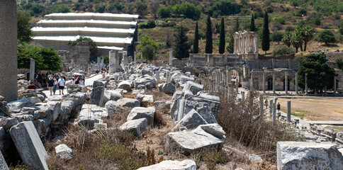 Celcius Library one of the symbols of the ancient city of Ephesus. The Famous and important ancient city of Ephesus Izmir,Turkey.