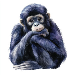 Siamang watercolor clipart illustration isolated