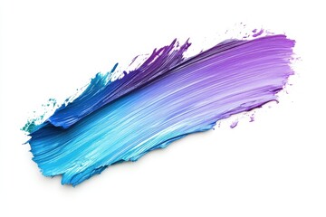 A vibrant brushstroke blending shades of blue and purple on a white background.