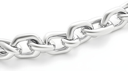 Intricate 3D Silver Chain Links: A Symbol of Strength and Unity Isolated on White Background