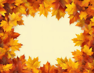 Fototapeta premium autumn yellow orange leaves background with space for text