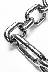 Obraz premium Intricate 3D Silver Chain Links: A Symbol of Strength and Unity Isolated on White Background