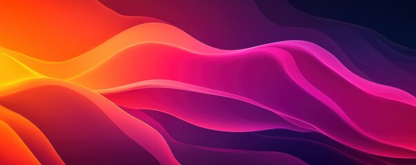 Fototapeta premium Vibrant flowing abstract waves in orange and pink hues with a smooth gradient effect for modern backgrounds