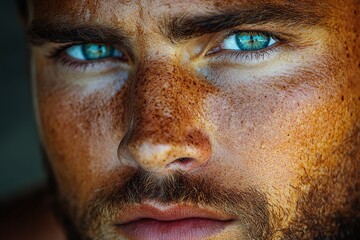 Fototapeta premium Close-Up Portrait of a Man with Vibrant Colors and Vivid Expressions Against a Bold Background
