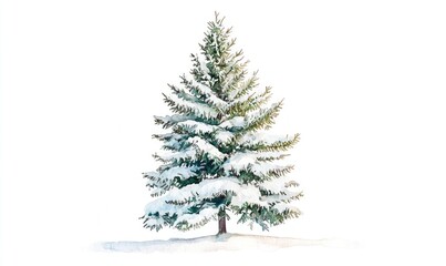 Fototapeta premium A white pine tree with snow on it