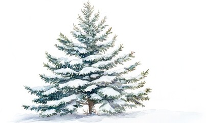 Obraz premium A snow covered pine tree is the main focus of the image
