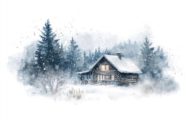 A cabin in the woods with snow on the ground